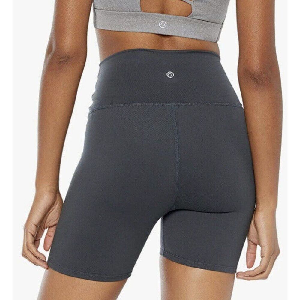 New Women Leggings Shorts High Waisted Yoga Small Hide Pocket Slate gray